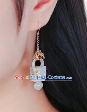 Handmade China Traditional Tourmaline Jewelry Accessories National Jade Basket Earrings Cheongsam Eardrop