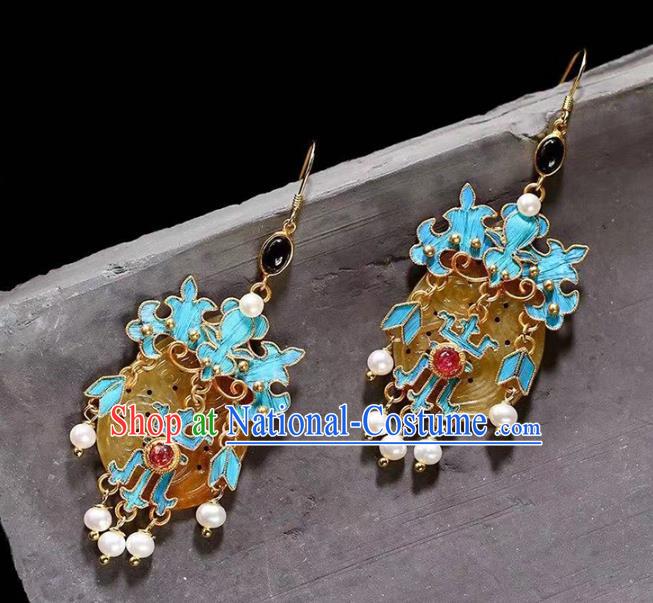 Handmade China Cheongsam Eardrop Traditional Jewelry Accessories National Jade Earrings