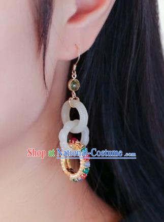 Handmade China National Gems Earrings Cheongsam Jade Eardrop Traditional Jewelry Accessories