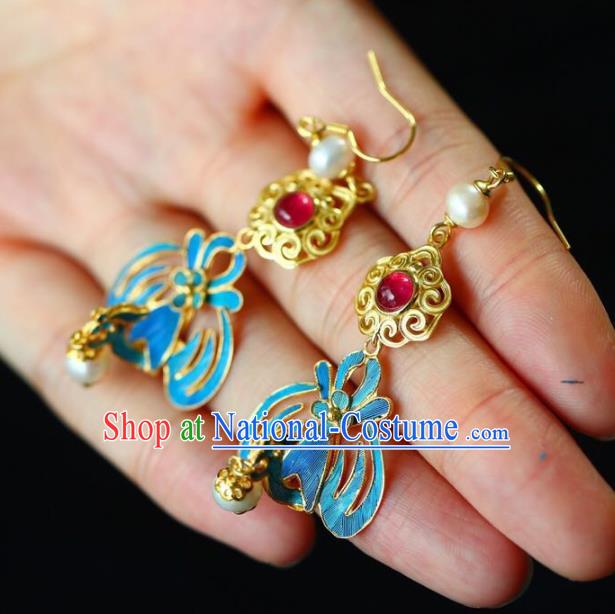 Handmade China Pearls Eardrop Jewelry Traditional Cheongsam Accessories National Phoenix Earrings