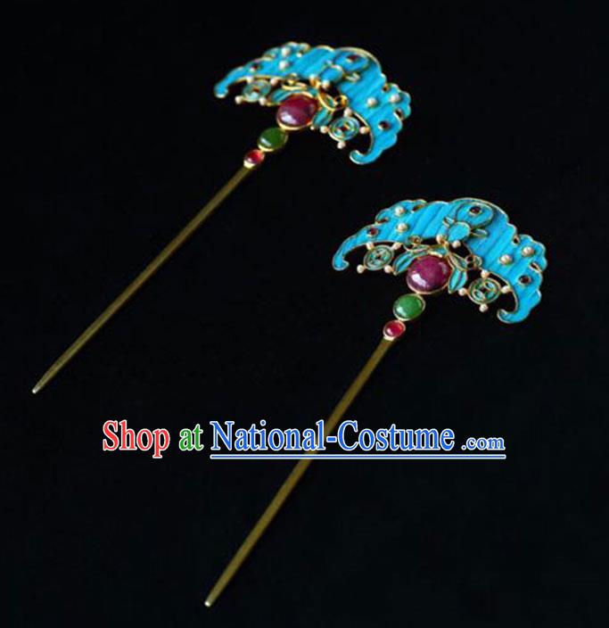 Chinese Handmade Qing Dynasty Court Accessories Traditional Ancient Empress Ruby Hairpin Jewelry