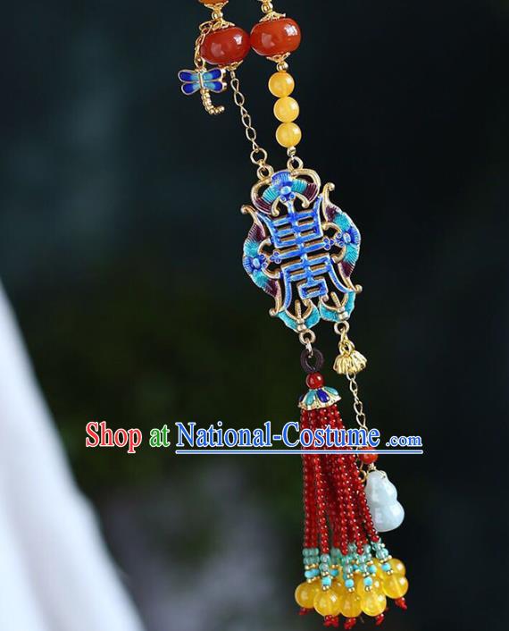 Chinese Classical Cloisonne Necklet Pendant Handmade Accessories National Beeswax Necklace