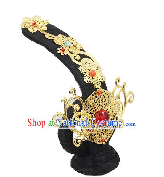 Chinese Traditional Stage Performance Wigs Chignon and Hairpins Flying Apsaras Dance Hair Accessories