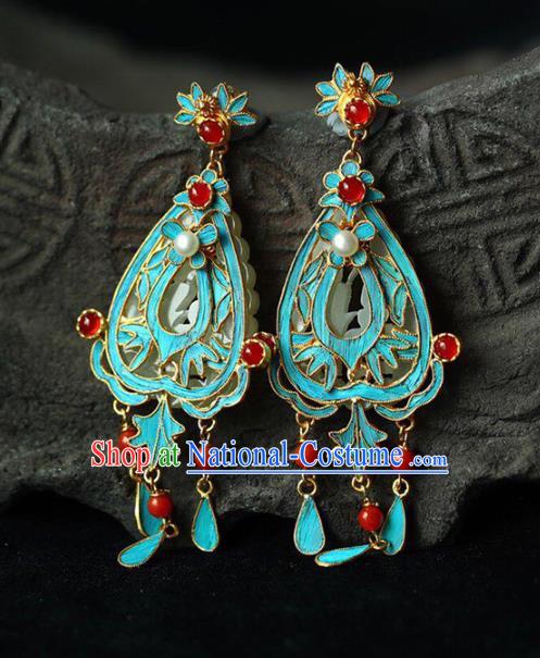 Handmade China National Gems Earrings Traditional Cheongsam Accessories Red Beads Eardrop Jewelry