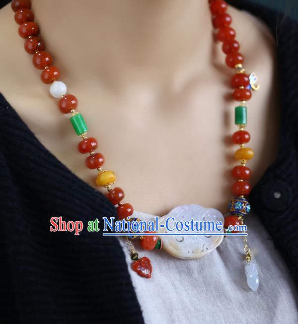 Chinese Handmade Agate Accessories National Cloisonne Necklet Classical Jade Necklace