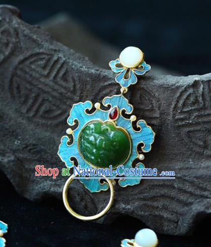 Chinese Handmade Jadeite Accessories National Garnet Necklet Classical Necklace Pendant