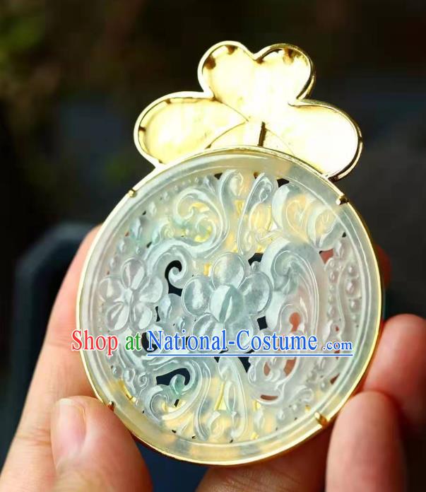 Chinese Classical Jade Longevity Lock Pendant Handmade Blueing Accessories National Necklace