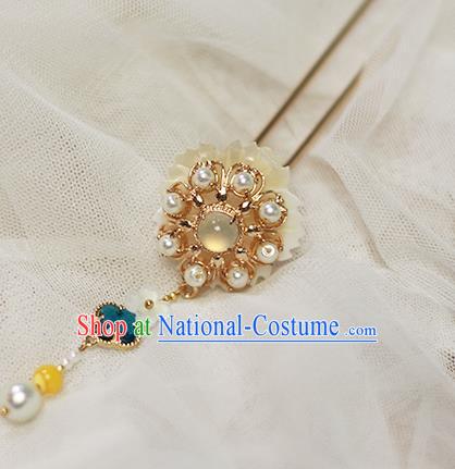 Chinese Ancient Princess Hair Accessories Traditional Hanfu Shell Flower Hairpin