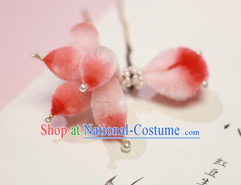 Chinese Traditional Hanfu Velvet Goldfish Hair Stick Ancient Princess Hairpin Pearls Hair Accessories