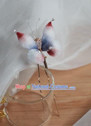 Chinese Traditional Hanfu Hair Accessories Ming Dynasty Court Velvet Butterfly Hairpin