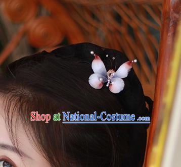 Chinese Traditional Hanfu Hair Accessories Ming Dynasty Court Velvet Butterfly Hairpin