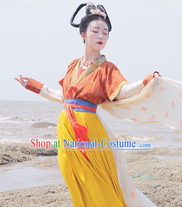 China Tang Dynasty Historical Costumes Traditional Hanfu Clothing Ancient Court Beauty Dress Complete Set