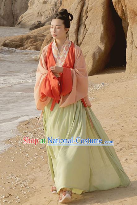 Traditional China Jin Dynasty Palace Lady Hanfu Dress Clothing Ancient Young Beauty Historical Costume