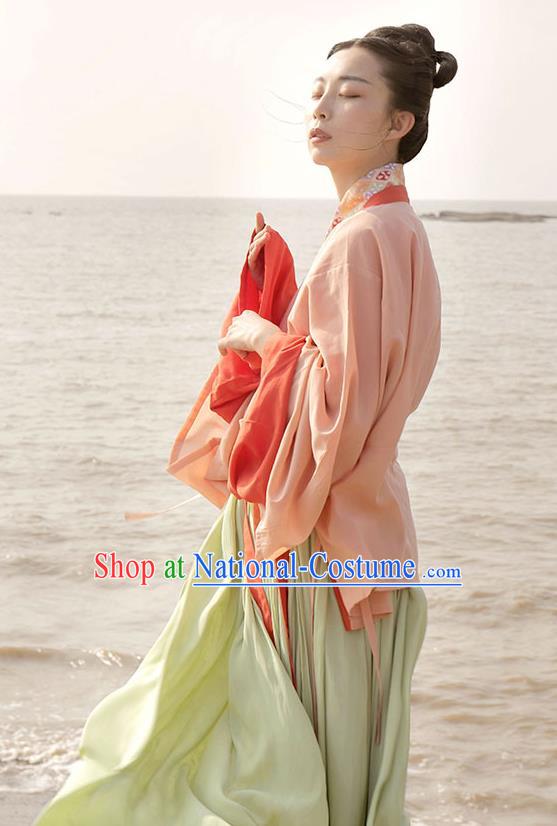 Traditional China Jin Dynasty Palace Lady Hanfu Dress Clothing Ancient Young Beauty Historical Costume