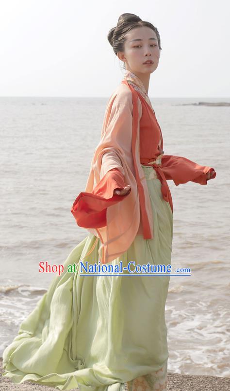 Traditional China Jin Dynasty Palace Lady Hanfu Dress Clothing Ancient Young Beauty Historical Costume