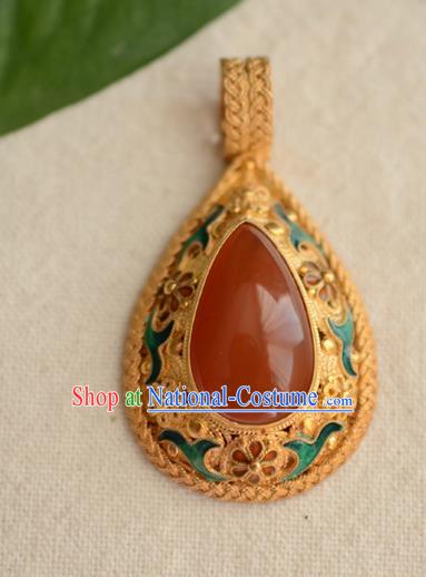 China Traditional Cloisonne Jewelry Accessories Ancient Qing Dynasty Agate Necklace Pendant