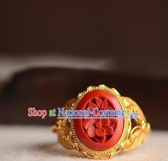 China National Golden Butterfly Ring Jewelry Traditional Handmade Carved Lacquerware Circlet Accessories