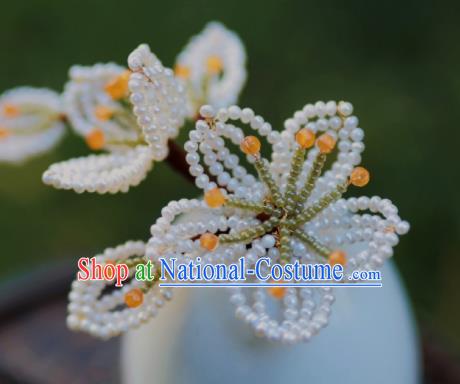 Chinese Traditional Handmade Beads Pear Blossom Hairpin Ancient Princess Hair Stick