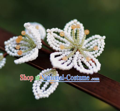 Chinese Traditional Handmade Beads Pear Blossom Hairpin Ancient Princess Hair Stick