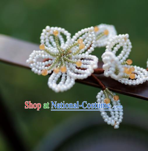 Chinese Traditional Handmade Beads Pear Blossom Hairpin Ancient Princess Hair Stick