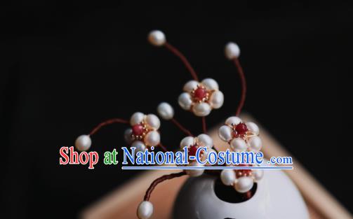 Chinese Traditional Hanfu Hairpin Ancient Princess Pearls Plum Blossom Hair Stick