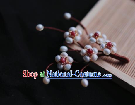 Chinese Traditional Hanfu Hairpin Ancient Princess Pearls Plum Blossom Hair Stick