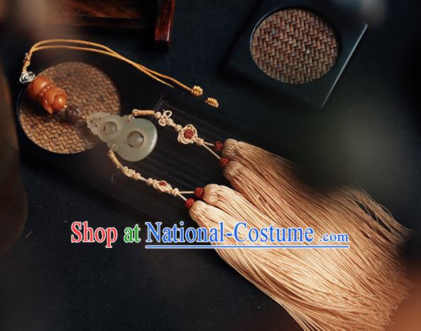 China Traditional Tassel Jade Gourd Pendant Handmade Waist Accessories