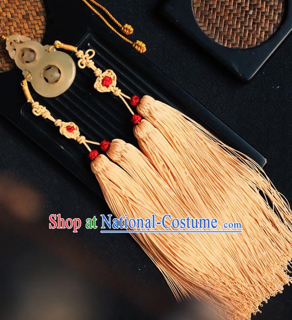 China Traditional Tassel Jade Gourd Pendant Handmade Waist Accessories