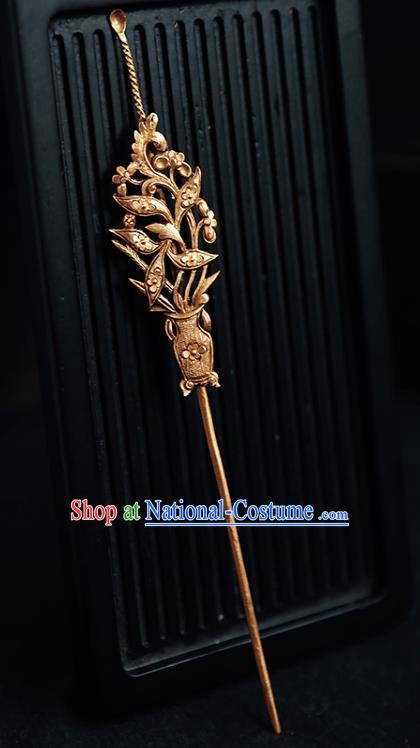 China Handmade Hair Accessories Golden Hair Stick Traditional Hanfu Earpick Hairpin