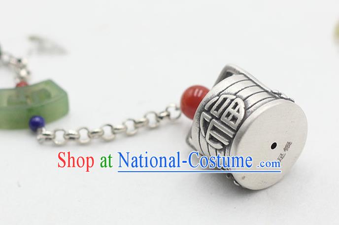 Chinese Classical Silver Brooch Handmade National Jade Breastpin Pendant Cheongsam Jewelry Accessories