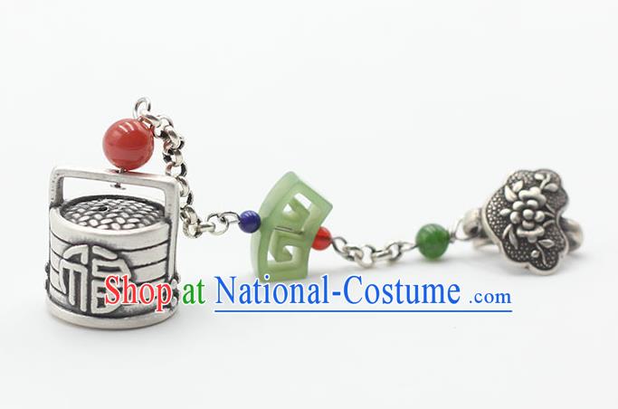 Chinese Classical Silver Brooch Handmade National Jade Breastpin Pendant Cheongsam Jewelry Accessories