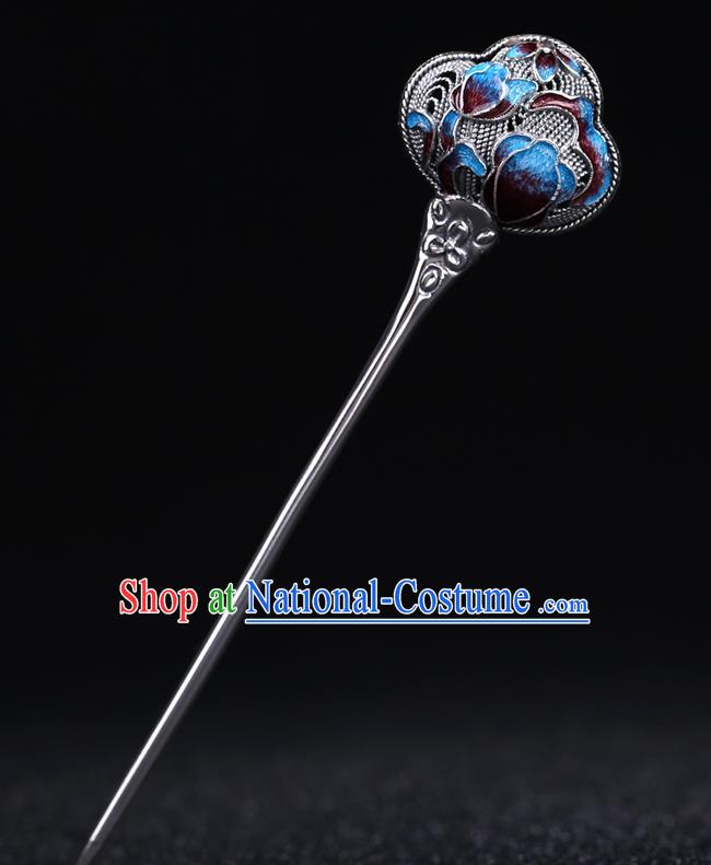 China National Silver Hairpin Handmade Hair Jewelry Accessories Traditional Cheongsam Cloisonne Hair Stick