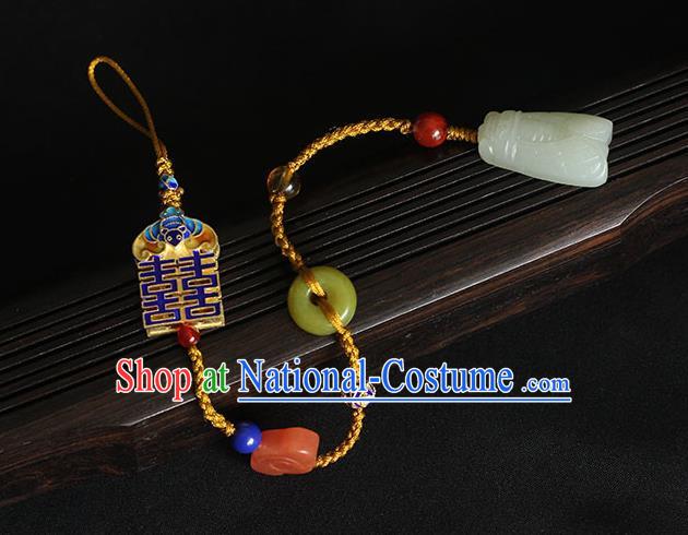 Chinese Handmade National Wedding Breastpin Pendant Cheongsam Jewelry Accessories Classical Jade Cicada Tassel Brooch