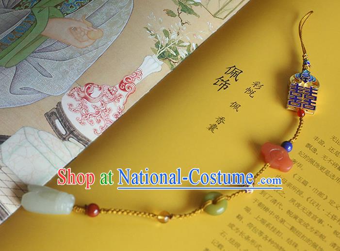 Chinese Handmade National Wedding Breastpin Pendant Cheongsam Jewelry Accessories Classical Jade Cicada Tassel Brooch