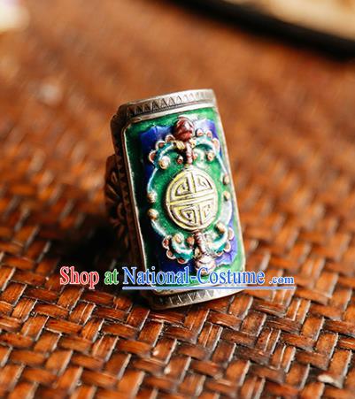 China Handmade Jewelry Accessories National Wedding Silver Ring Traditional Court Cloisonne Circlet