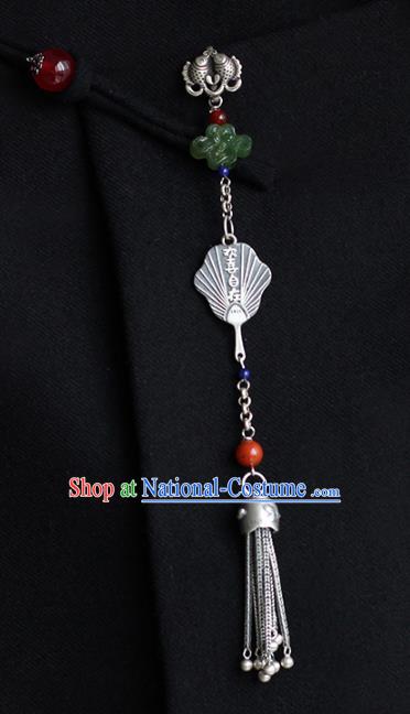 Chinese Classical Silver Tassel Brooch Cheongsam Jewelry Accessories Handmade National Breastpin Pendant