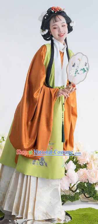 China Ancient Patrician Lady Embroidered Hanfu Dress Ming Dynasty Noble Infanta Historical Clothing for Women