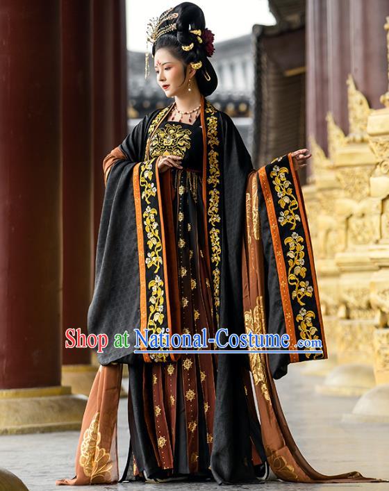 China Traditional Tang Dynasty Imperial Empress Historical Clothing Ancient Court Woman Embroidered Hanfu Dress