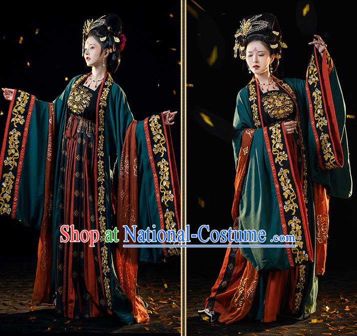 China Ancient Court Queen Embroidered Hanfu Dress Traditional Tang Dynasty Imperial Empress Historical Clothing Full Set