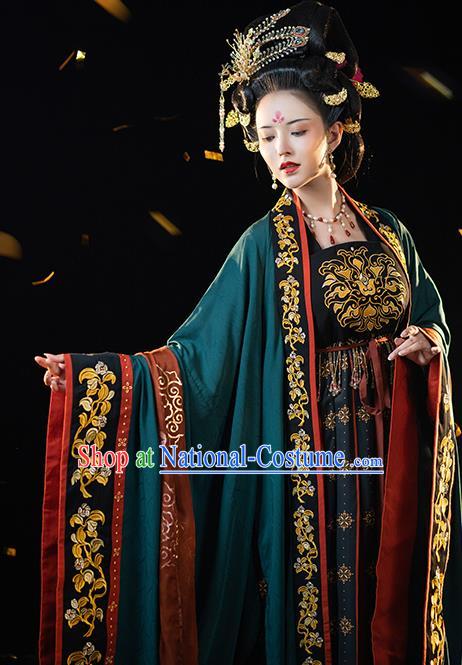 China Ancient Court Queen Embroidered Hanfu Dress Traditional Tang Dynasty Imperial Empress Historical Clothing Full Set