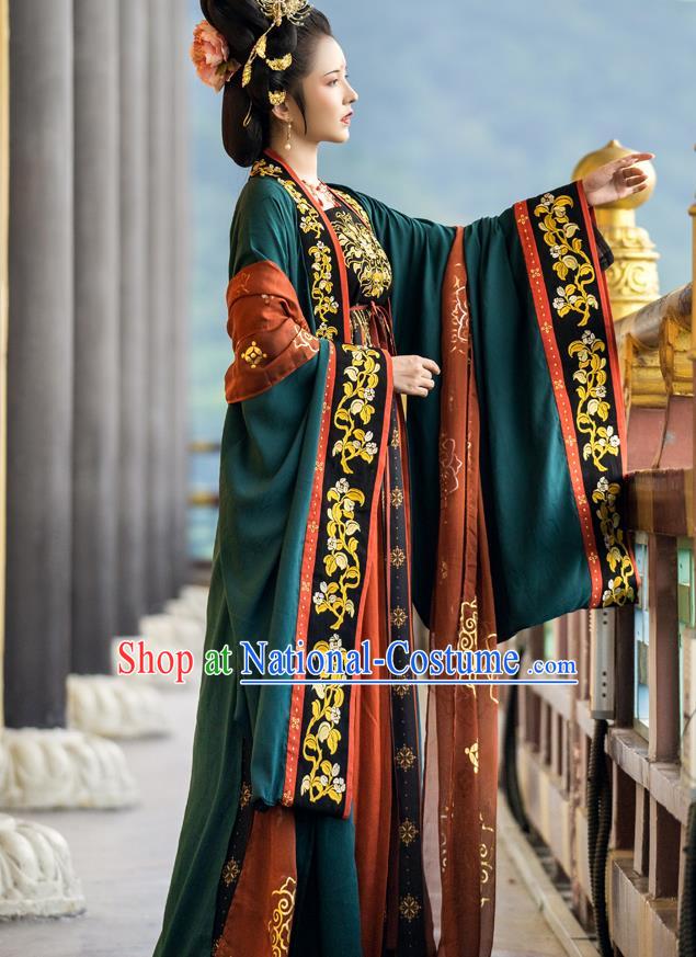 China Ancient Court Queen Embroidered Hanfu Dress Traditional Tang Dynasty Imperial Empress Historical Clothing Full Set