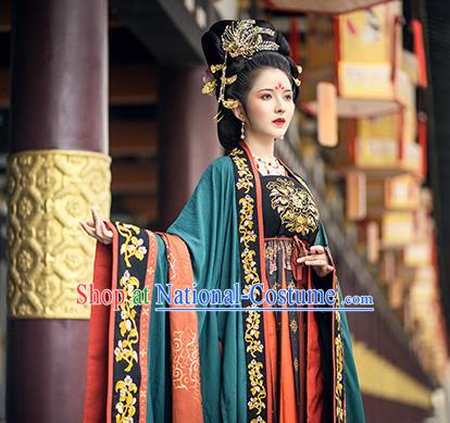 China Ancient Court Queen Embroidered Hanfu Dress Traditional Tang Dynasty Imperial Empress Historical Clothing Full Set