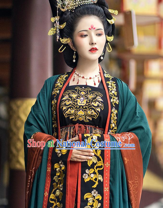 China Ancient Court Queen Embroidered Hanfu Dress Traditional Tang Dynasty Imperial Empress Historical Clothing Full Set