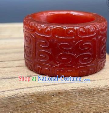 China National Carving Ring Handmade Jewelry Accessories Traditional Agate Thimble