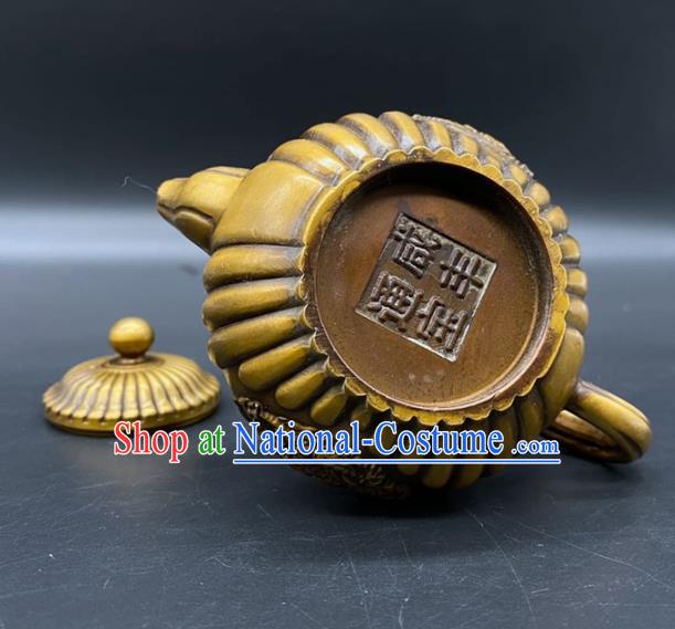 Handmade Chinese Carving Dragon Teapot Ornaments Traditional Brass Craft Teakettle