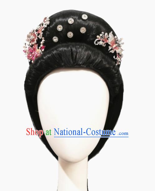 Traditional China Classical Dance Headwear Handmade Han Dynasty Dance Wig Chignon Stage Show Hair Accessories