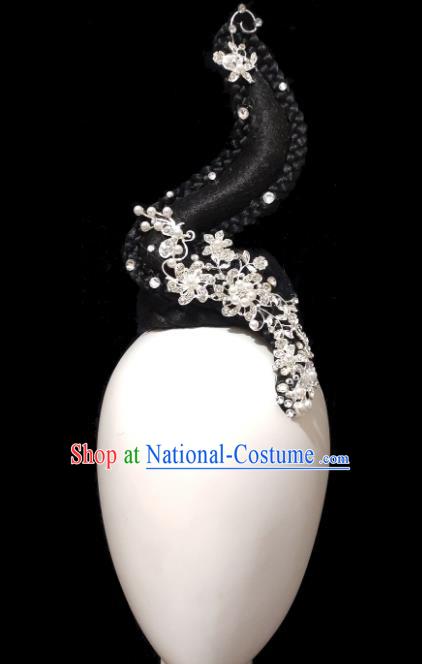 Traditional China Handmade Flying Apsaras Wig Chignon Stage Show Hair Accessories Classical Dance Headdress