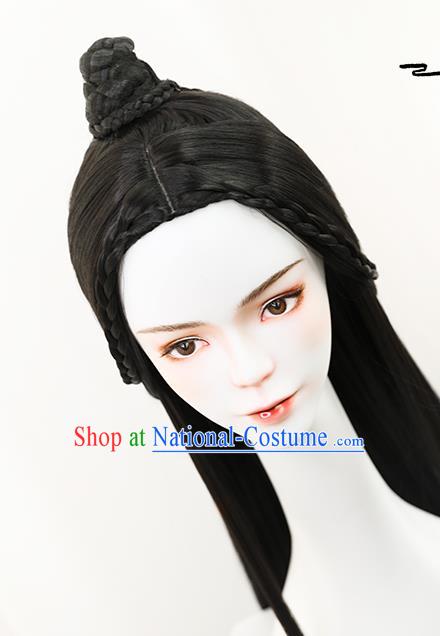 Handmade Chinese Ancient Swordsman Wig Chignon Traditional Ming Dynasty Childe Hair Accessories Wigs