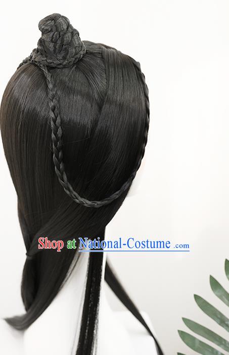 Handmade Chinese Ancient Swordsman Wig Chignon Traditional Ming Dynasty Childe Hair Accessories Wigs