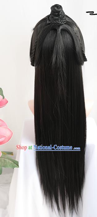 Handmade Chinese Ancient Swordsman Wig Chignon Traditional Ming Dynasty Childe Hair Accessories Wigs